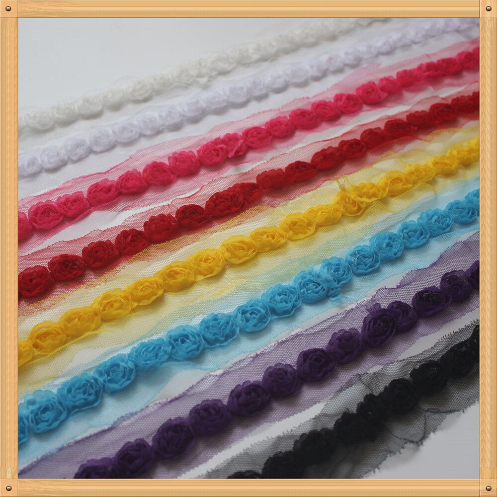 10y 2Cm Shabby Chiffon Roos Bloem Kant Trim Voor Diy Crafting Rompertjes Kleding Jurk Trimmen Home Decorations Naaien Leveringen
