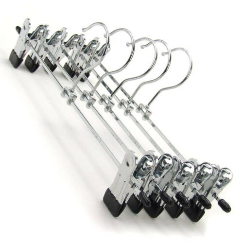 Hangers Trouser Hanger Strong Chrome Pants Skirt Coat Hangers with Non-Slip Clip