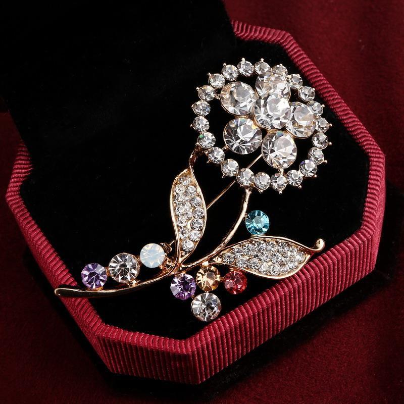 Hesiod Dames Broche Kristal Ster - Klassieke Sprankelende Ketting Broches Jurk Decoratie Zilver/Zwart/Goud: 098