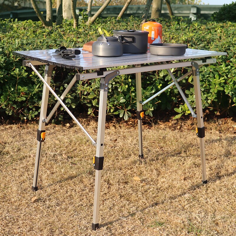 Aluminum Table Height Adjustable Folding Table Camping Outdoor Lightweight for Camping, Beach, Backyards, BBQ, Party