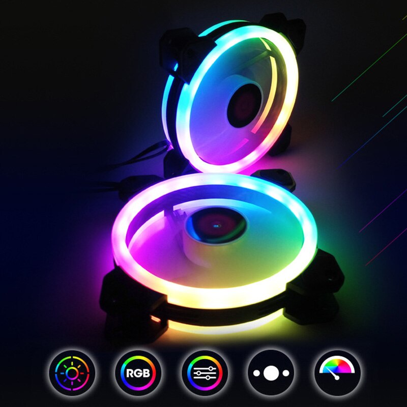 RGB Cooling Fan Computer Case Radiator Fan Adjustable RGB High Performance Quiet 120mm Case Fan PC PUO88