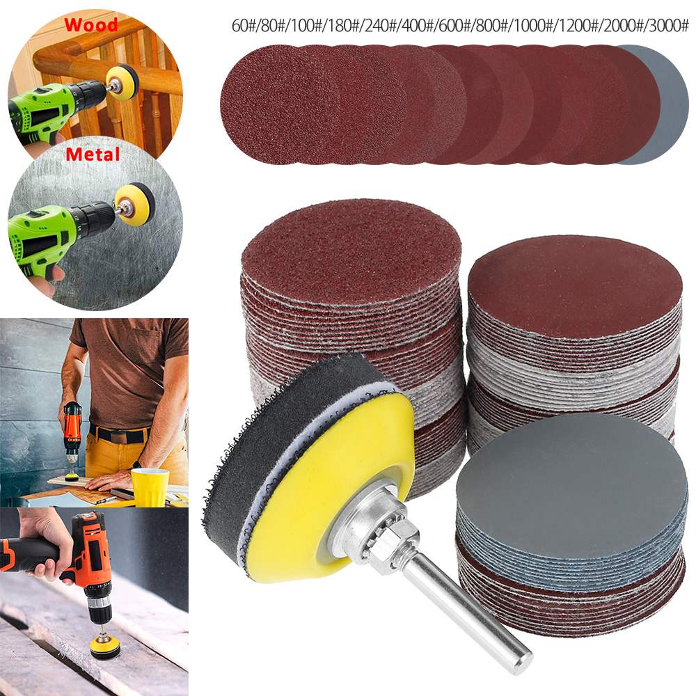 120Pcs 50mm Schleifpapier 60-3000 Grit Schleif Disc Pad Für Bohrer Schleifer Dreh Werkzeuge Zubehör Metall Holz polnischen Schleif Blatt