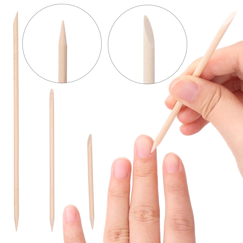 10/30/50/100 pièces bois bâton cuticule dissolvant Orange double extrémité Nail Art conceptions pour manucure pédicure cuticule poussoir ongles outils
