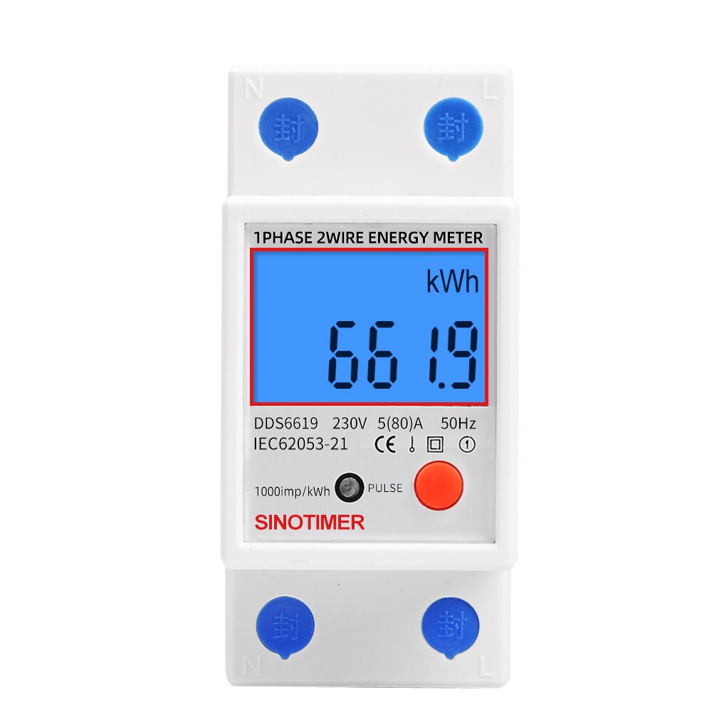 230V 80A Home Usage Single Phase LCD Backlight Wattmeter DIN Rail Power Consumption Meter Voltage Amp meter with Reset Function