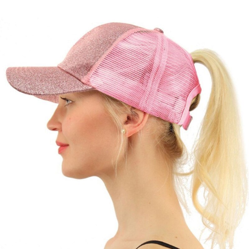 Glitter Ponytail Baseball Cap Women Snapback Hat Mesh Caps Messy Bun Summer Hat Female Hip Hop Hats Casquette: 10