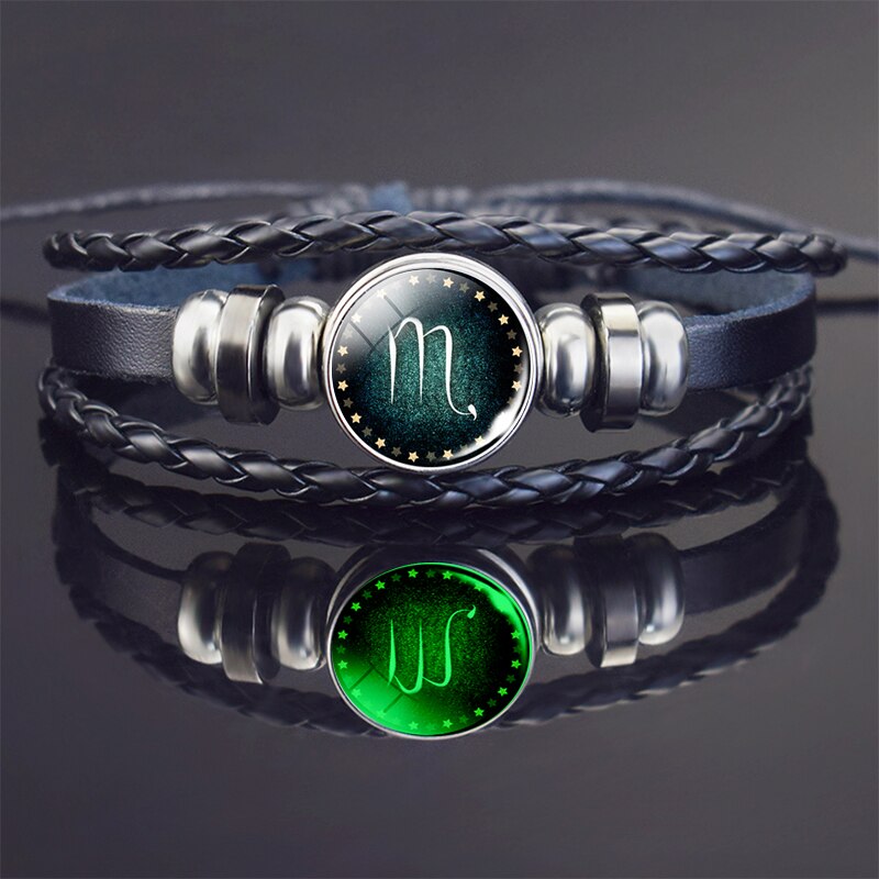 Scorpion Armband Schorpioen Sieraden Lichtgevende Schorpioen Sterrenbeeld Gevlochten Lederen Armband