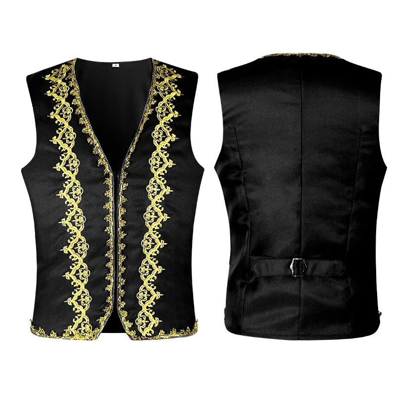 V-neck European and American Single Breasted Outer Decorative Coat Vest for Men Costume For Kids Adult: S / Blue