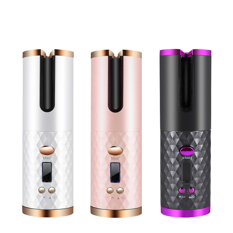 Bigoudi Rechargeable d'usb de fer à friser automatique sans fil portatif pour le fer à friser automatique de Machine bouclée d'affichage d'affichage à cristaux liquides