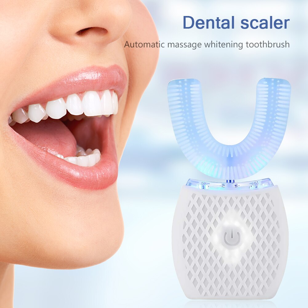 U Vorm Sonische Elektrische Tandenborstel 360 Graden Intelligente Usb Oplaadbare Blauwe Koude-Light Teeth Whitening Volwassen Tand Borstels