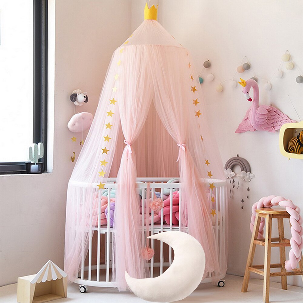 Urijk Lace Four Corner Student Canopy Bed Mosquito Net Four Open Dream Mosquito Net For Children Girls Hanging Round Baby Kids