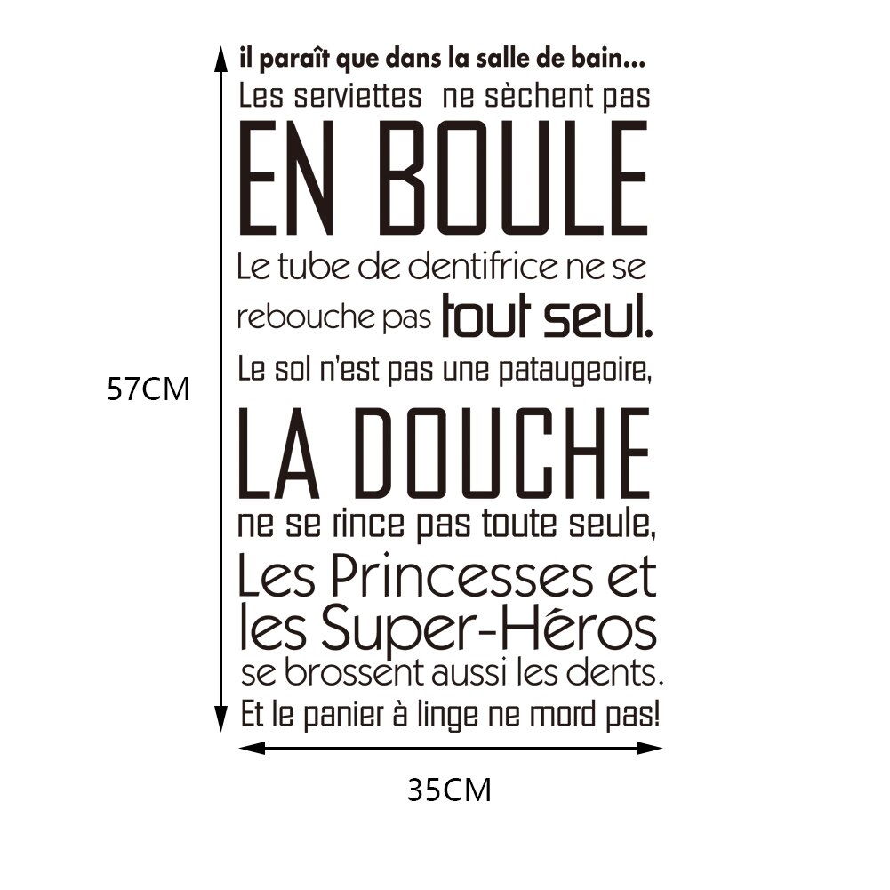 Autocollant Mural Citation Les règles Des Toilettes, Papier Peint De Décoration pour Salle De Bain, WC: DW1806S