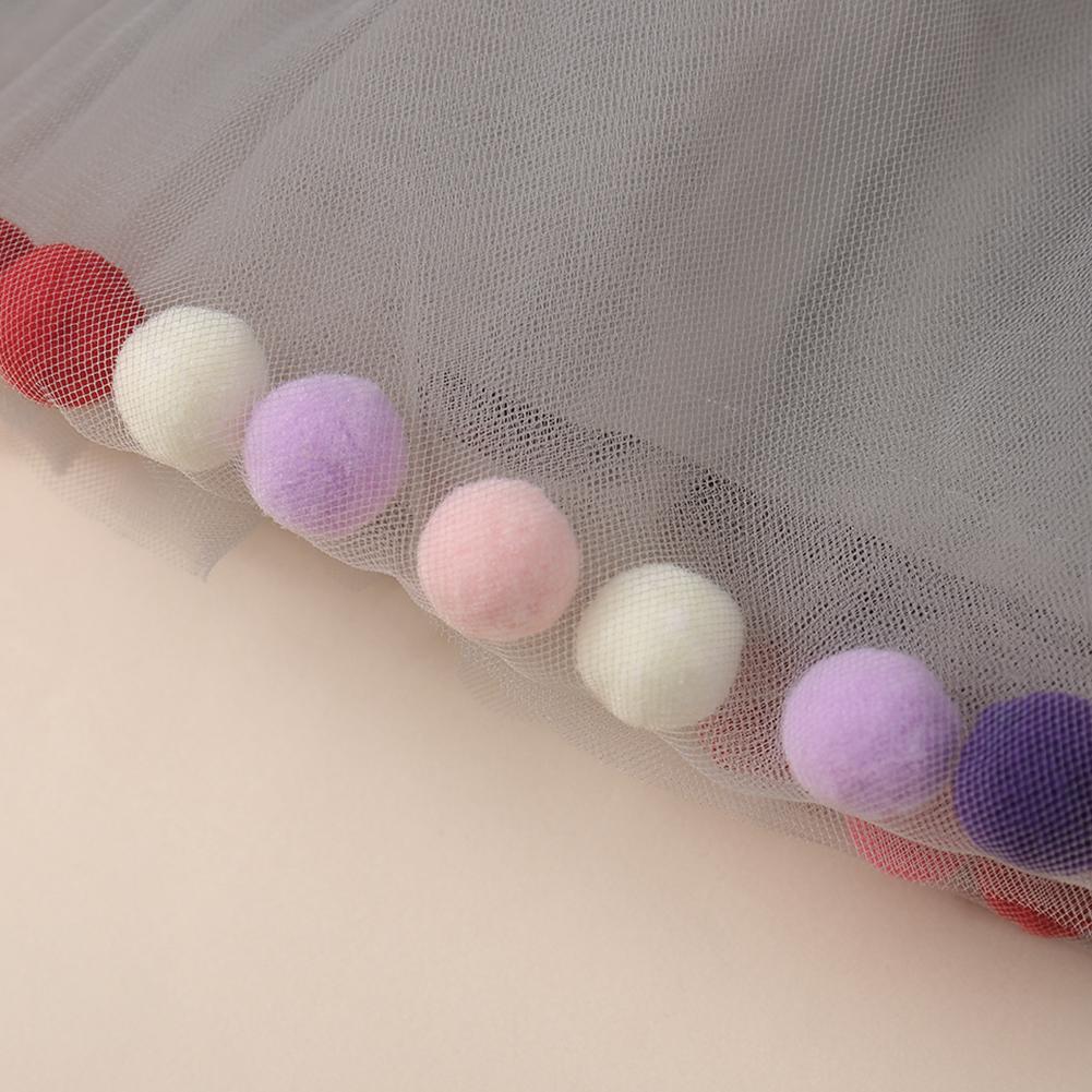 Pompom Decor Mesh Multilayer Princess Skirts Baby Kids Girls Autumn Comfort Soft Trend Korean Lovely Tutus Skirt