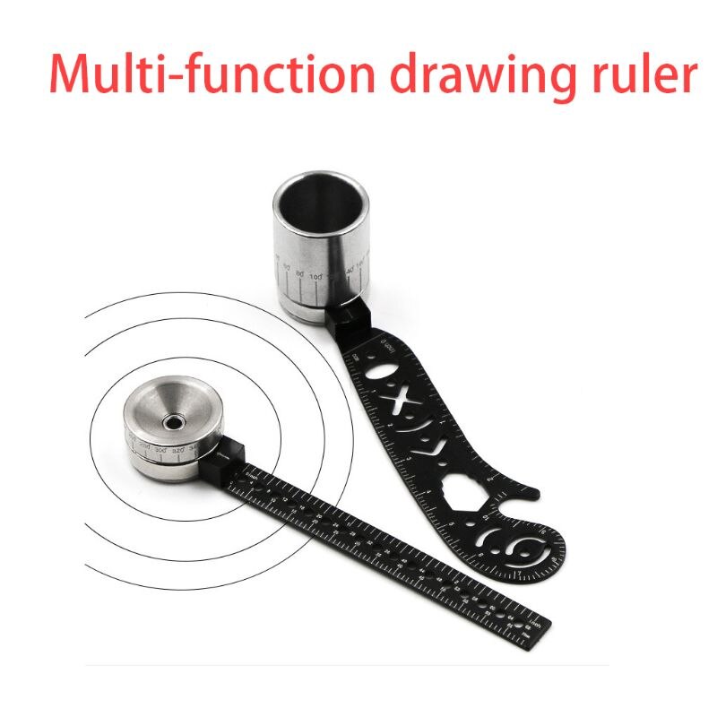 Règle métallique incurvée, outil de dessin de compas, Mini-règle métallique, boussole, ustensile polyvalent 1XCB