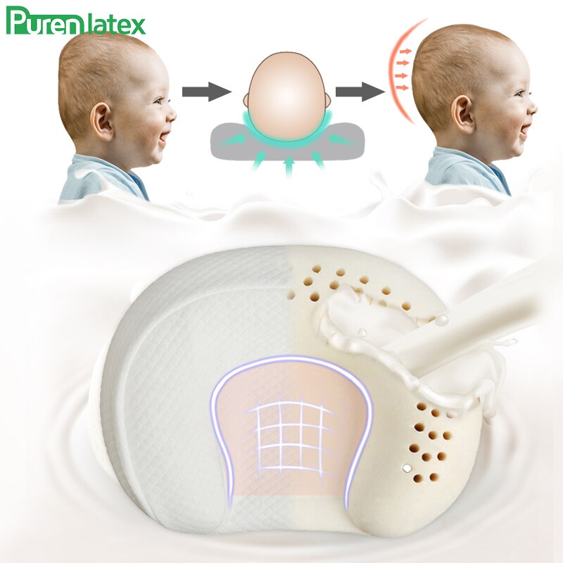 PurenLatex Natural Latex Baby Nursing Pillow Multi-Function Shaping 0-3 Year old Newborn Infant Prevent Flat Head Orthopedic