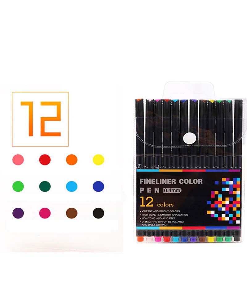 12/24/36/48/60 Kleur Fineliner Pen Set Professionele Vilt Tip Art Marker Tekening Schets Fine Liner pen Set