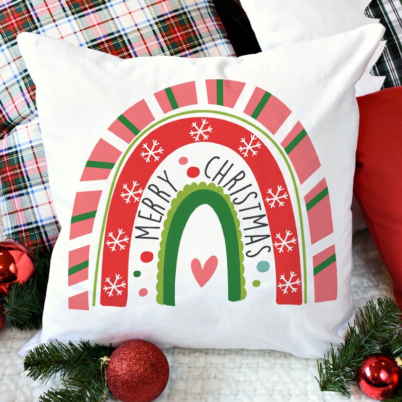 Kerst Kussenslopen Xmas Decoratieve Boerderij Buffalo Regenboog Kussensloop Winter Kussen Case Voor Home Decor: Z21050-DCCWH-M