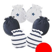 3 par/pack guantes de bebé Super suave recién nacido chico chica seguridad manoplas para rascar talla 0-6 meses 100% de algodón bebé mitones guantes: 3