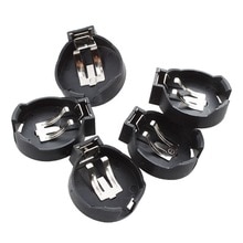 PCB Hole Plugging Type CR/LIR2450 Button Cell Battery Holder 5 Pcs Black