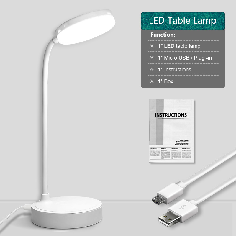 360 ° Lampada da scrivania Lampada da lettura Lampada da scrittura per apprendimento Luminosità a 3 velocità Luce calda Protezione per gli occhi Ricaricabile tramite USB accanto alla lampada: Beige