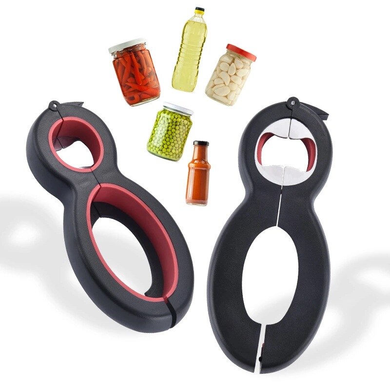 Multifunctionele 6 in 1 Multi Functie Kan Bier Flesopener Alle in Een Jar Grijper Kan Bier Deksel Twist Off jar Wijn Opener Claw