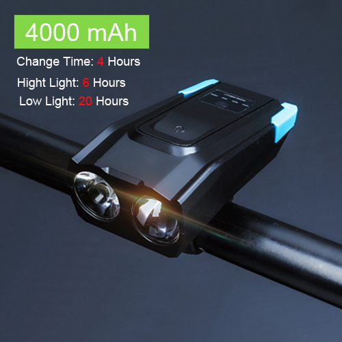 2000/4000mAh Smart Induktion Fahrrad Front Licht Kit USB Aufladbare LED Rücklicht Und Scheinwerfer Mit Horn Taschenlampe Für fahrrad: 4000 blue