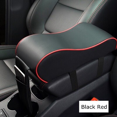 Universal Leather Car Armrest Pad Vehicle Protective Armrests Car Center Console Arm Rest Seat Box Pad Auto Interior Accessories: black red
