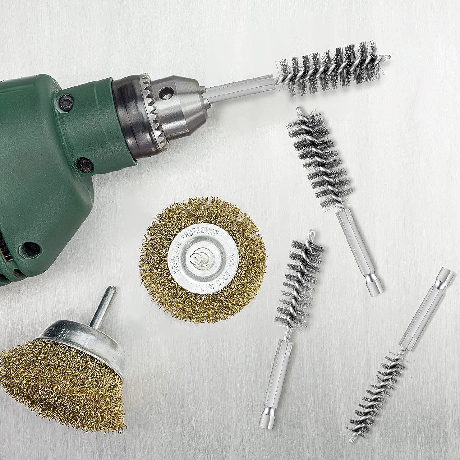 8/10/12/15/17Mm Draad Buis Borstel Machines Verf Remover Roest Cleaner Metalen handvat Schoorsteen Wassen Polijsten Gereedschap