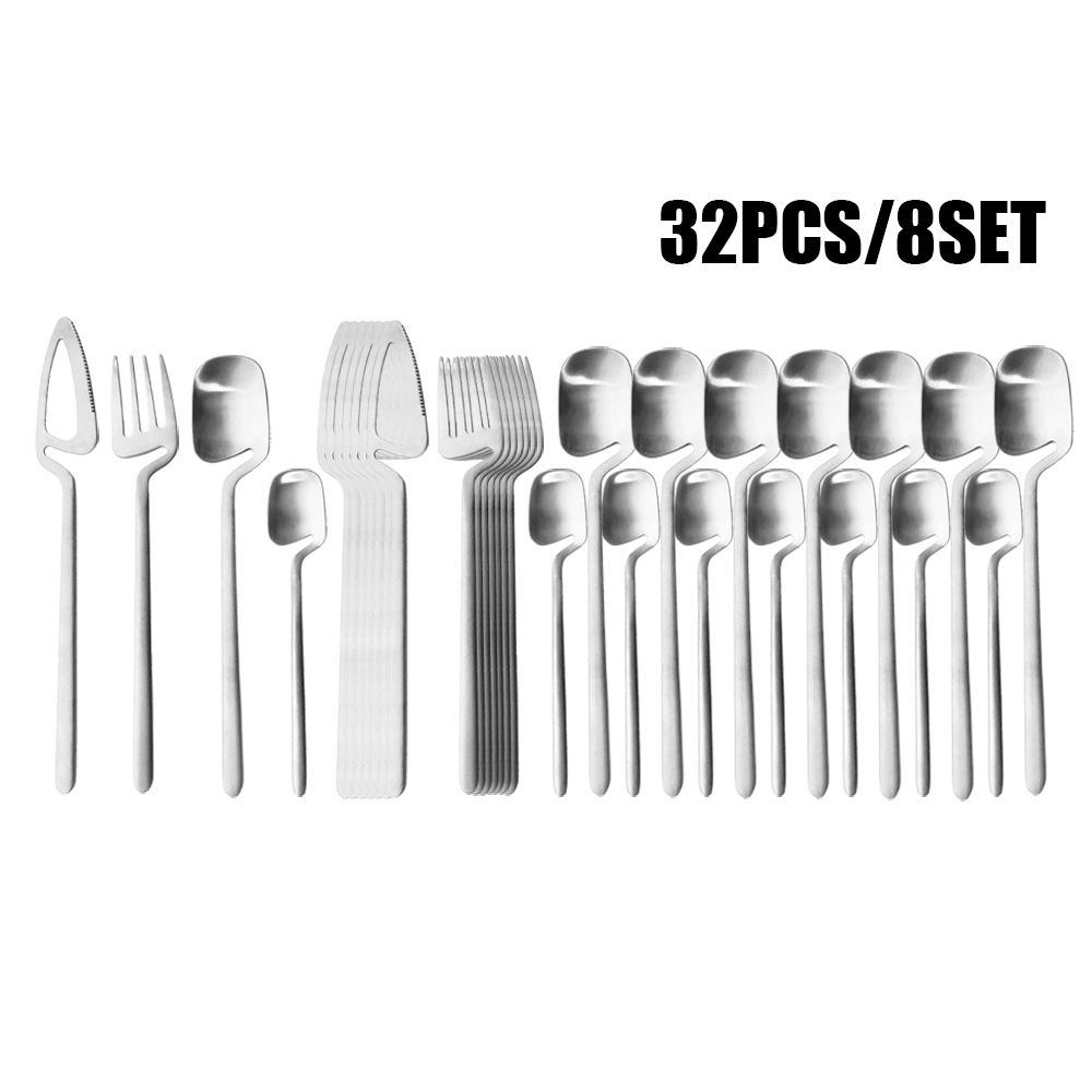 32 deler svart matt bestikksett 304 stk. rustfritt stål servisesett kniv gaffel skje middagssett bar fest kjøkken servise: Svart