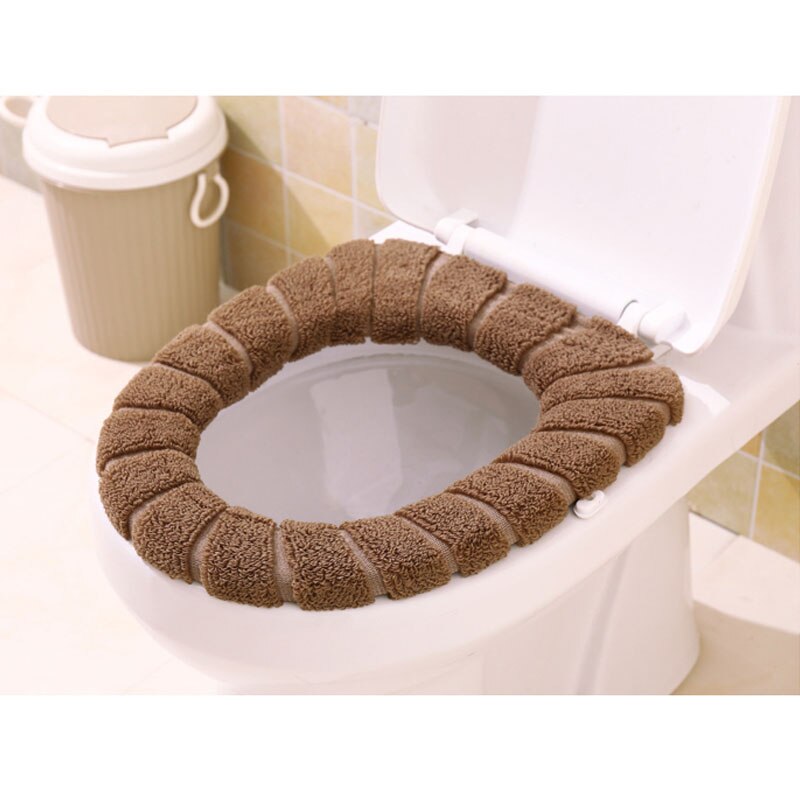 4 farve badeværelse toilet sædeovertræk vinter softwarm toilet låg betræk tilbehør hjemmebrug toiletmåtte sæde: Mørkegrå