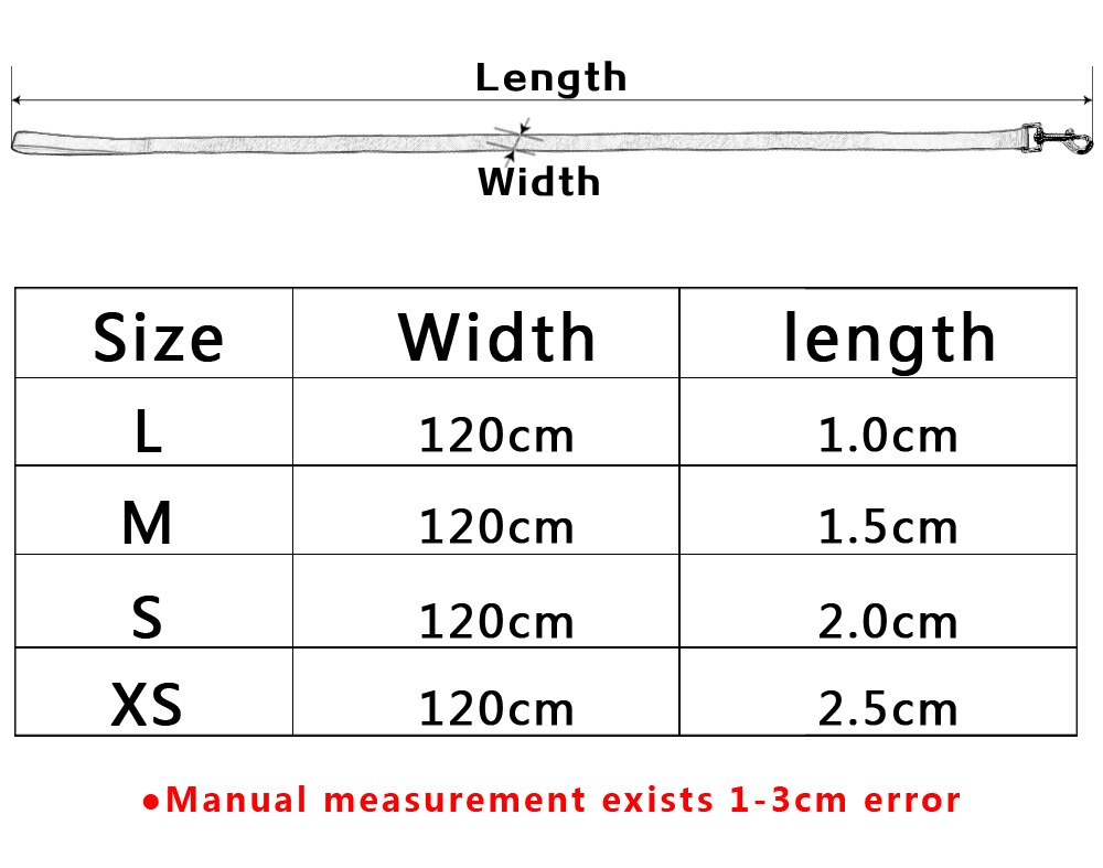 48 " slidstærk nylon hundesnor med lang snor til daglig gåture 3 farver 3 størrelse til hvalpe små hunde