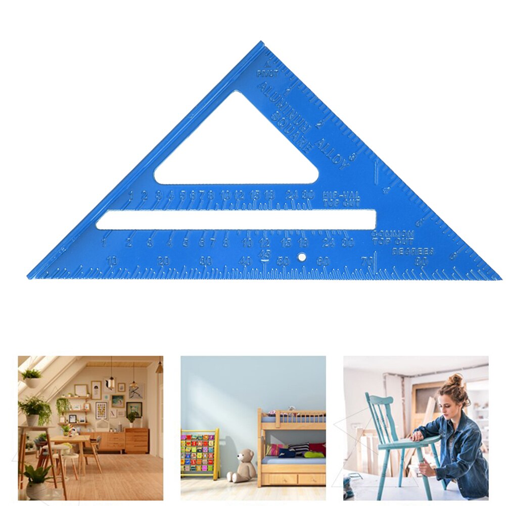Aluminum Alloy 7inch Angle Ruler Metric Triangular Measuring Ruler Woodwork Speed Square Triangle Angle Protractor Trammel Ruler