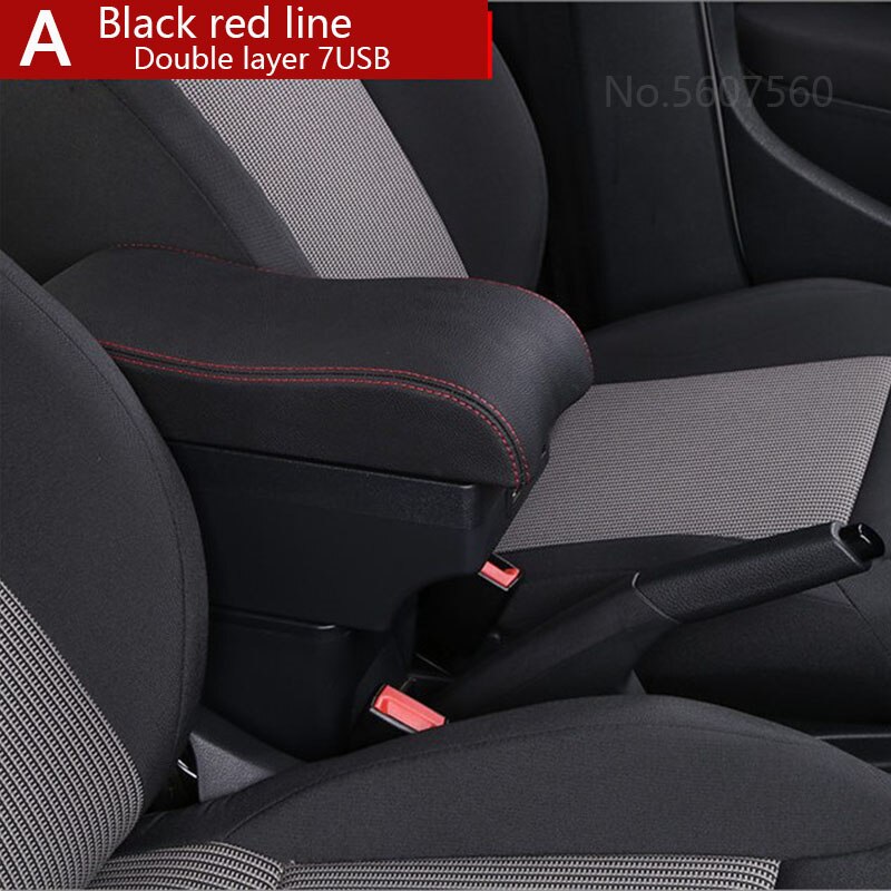 For VW Golf 6 Armrest box golf 5 Mk6 MK5 jetta 5 Interior special Retrofit parts Car Armrest box Center Storage box: A1 Black 7USB