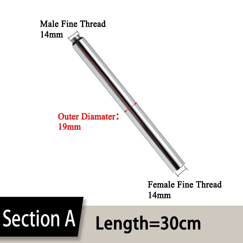 24mm/22mm/20mm 30/40cm Kupfer Überzug/Schwarz Dusche Verlängerung Stange ohne gewinde erhöaufgehängt dusche rohr verlängern Verlängerung rohr: A-Länge30cm