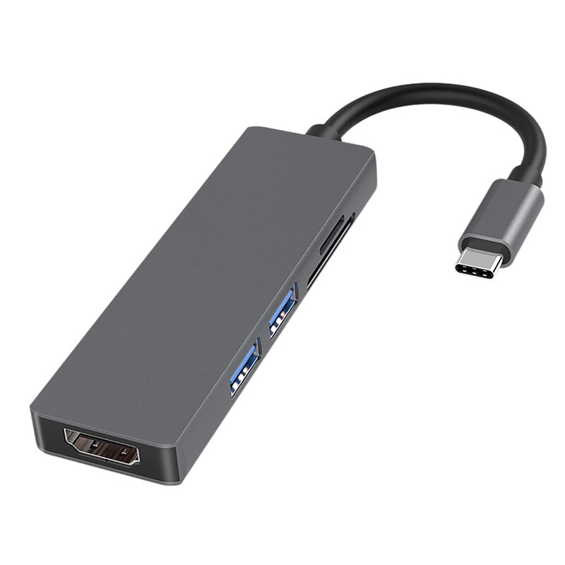 Type c laptop docking station usb 3.0 hdmi 4k usb hub til laptoppro hp dell overflade lenovo samsung: Plads grå