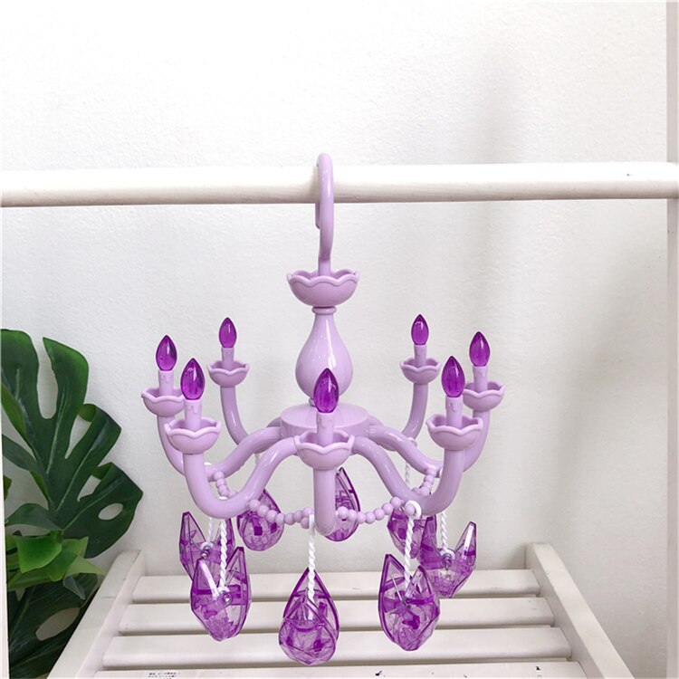 1pcs Plastic Drying Rack Japan Style Cute Chandelier Hanger Magic Multi-function Home Storage Racks For Clothes Socks Underwear: Purple