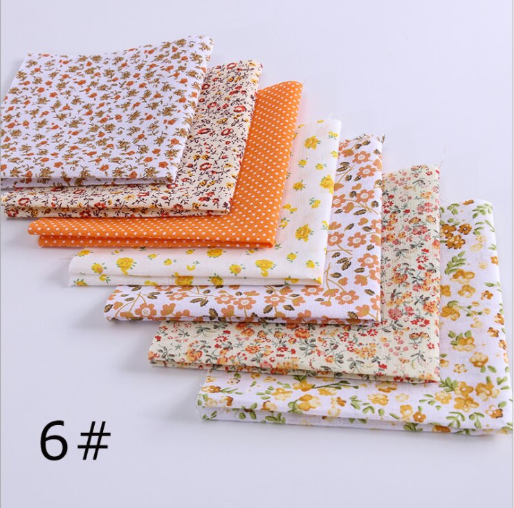 7 kpl 25cm x24cm ohutta tilkkupuuvillakangasta kukkasarjan värikäs itseompelu kukkakangas: 6