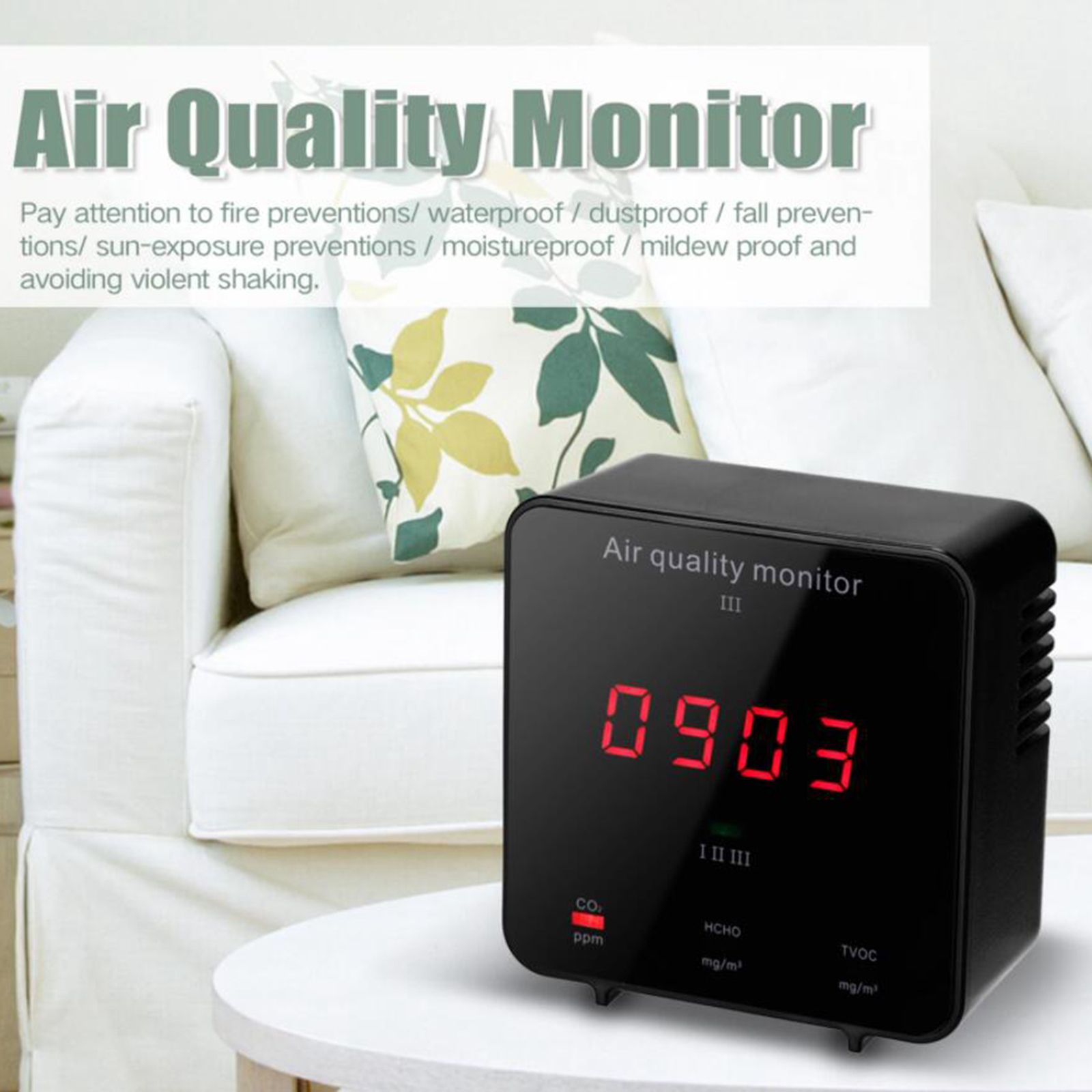 4in1 Smart Air Monitor HCHO TVOC AQI CO2 Air Pollution Monitor Accurate Test