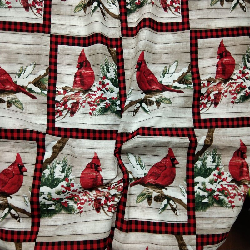 Jul rød held fugl trykt bomuldsstof diy sy tøj væv telas patchwork