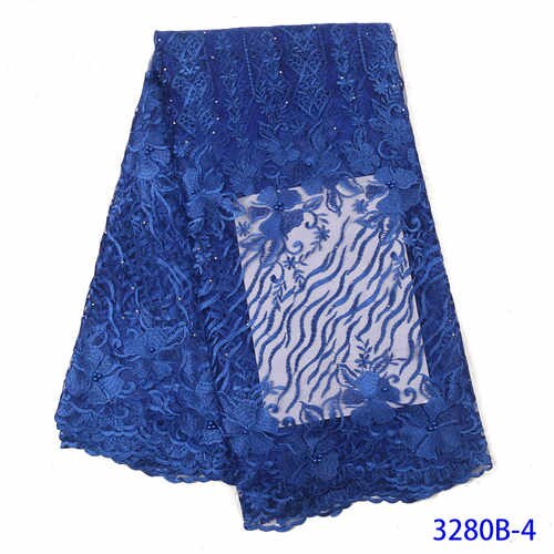 Nigeriaanse Kant Stoffen Franse Kant Stof Met Kralen C Afrikaanse Kant Stof Kant Materiaal Voor Kleding YA3280B-6: Picture 4