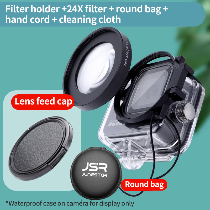 Geschikt voor gopro13/12/11/10/9/8 duikfilters 16X miniatuur biologische vergrootglas waterdichte behuizing beugel: Bruin