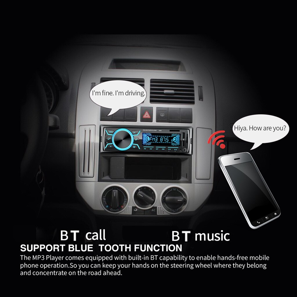Mehrfarbiges lcd-display,  dc12v- in-1-autoradio mit bluetooth ,  mp3- player-fm-radio, aux-musikwiedergabe und freisprechfunktion