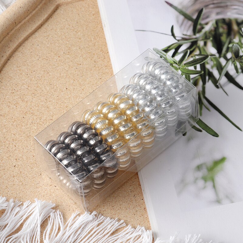 9pcs Elastic Hair Bands Colorful Spiral Hair Ties Telephone Wire Hair Accessories Girls Elastic Hair Bands Headband: style-12