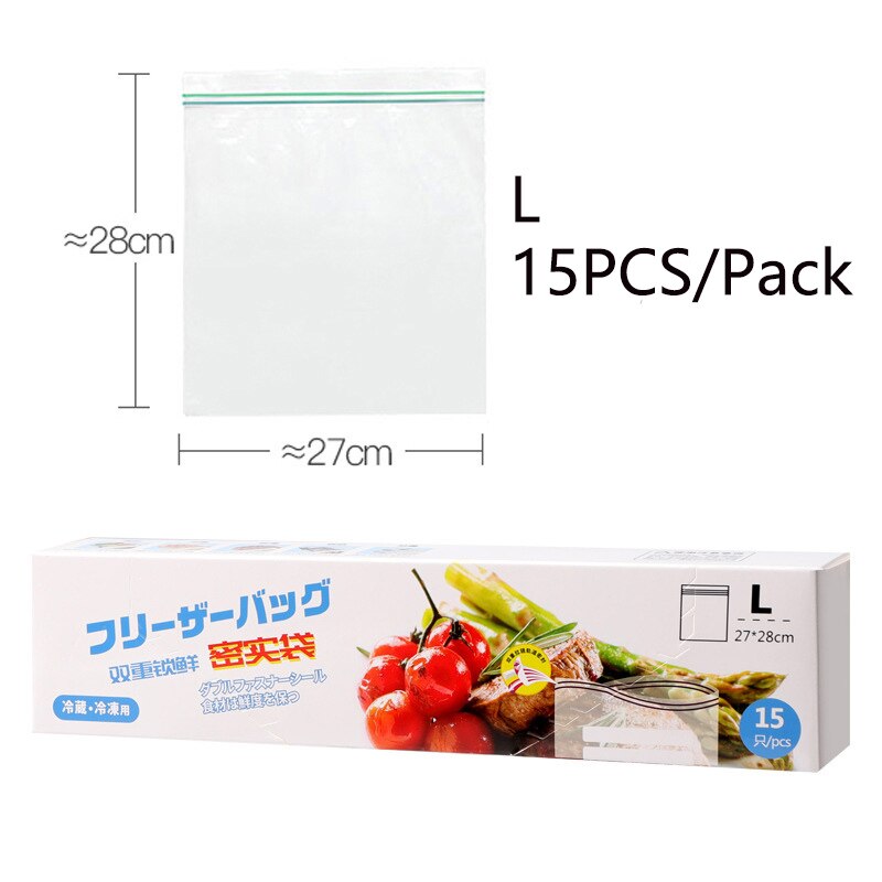 3 größen Silikon Lebensmittel Lagerung Reißverschluss Sperre Freie Kühlschrank Ziploc Lebensmittel Dichtung Tasche Wiederverwendbare Pochette Reißverschluss sperren Beutel: verpackt L