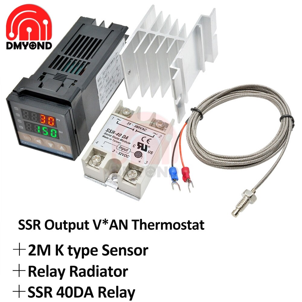 REX-C100 Digitale Thermostaat Temperatuurregelaar Pid Ssr 40DA Solid State Relais K Thermokoppel Sensor Relais Radiator: REX-C100 B