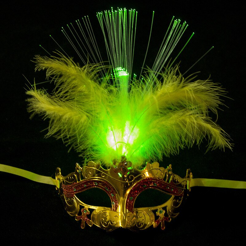 Masque vénitien Sexy pour femme, déguisement, mascarade, fleur de plume de venise avec lumière Led, Cosplay, spectacle de carnaval