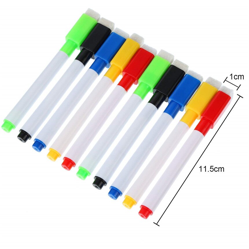 5 Pc Magnetische Whiteboard Marker Pen White Board Pen Droog Vegen Fijne Penpunt Pen Met Gum Rubber Magnetische Pen Borstel koelkast Magneten