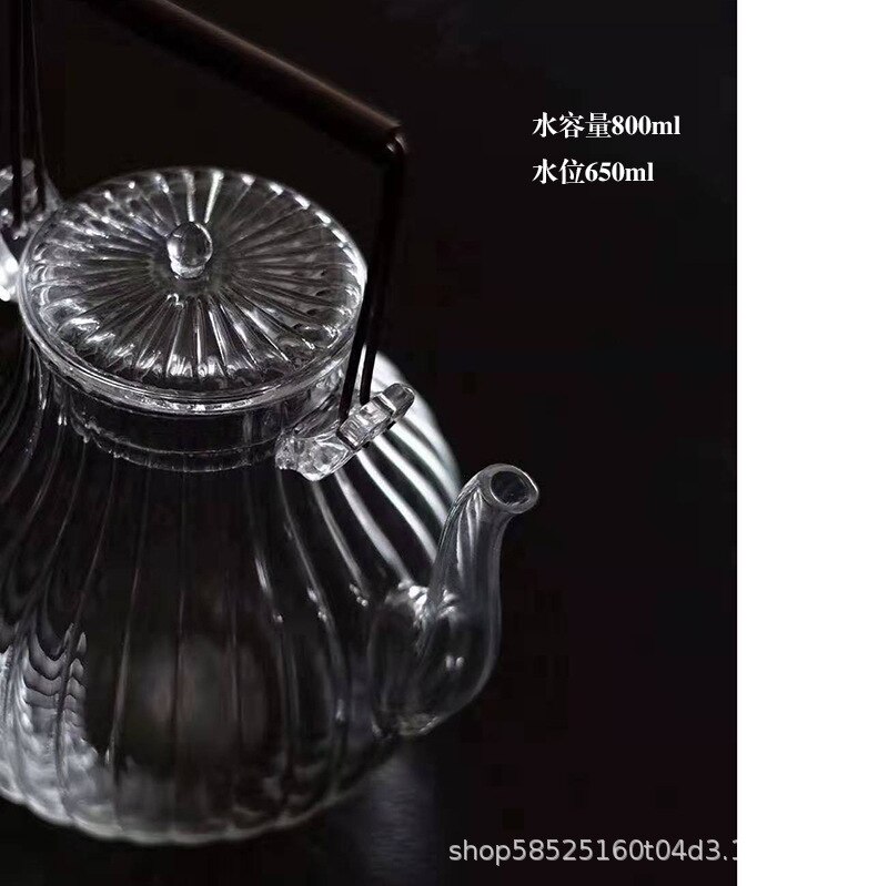 Holding pot heat-resistant glass teapot crane head chrysanthemum pattern soup boiling kung fu tea set tea ceremony copper handle