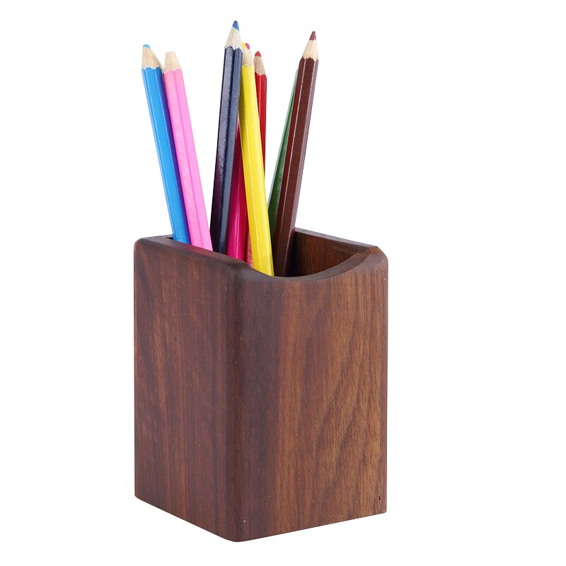 Nature Wooded Pen Holder Beech Walnut Wood Office School Desk Organizer Stationery Storage Container Box Desk Accessories