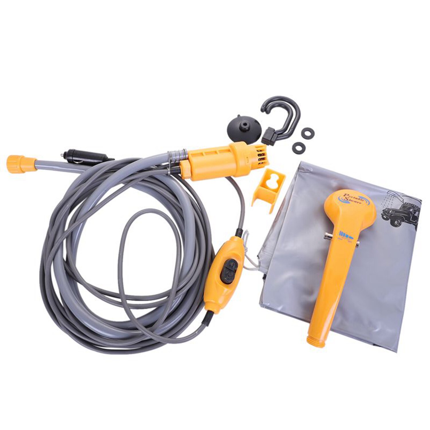Car Washer DC 12V Battery Powered Handheld Portable Outdoor Camping Shower Portable Car Shower Set pump pressure Shower Head: Default Title