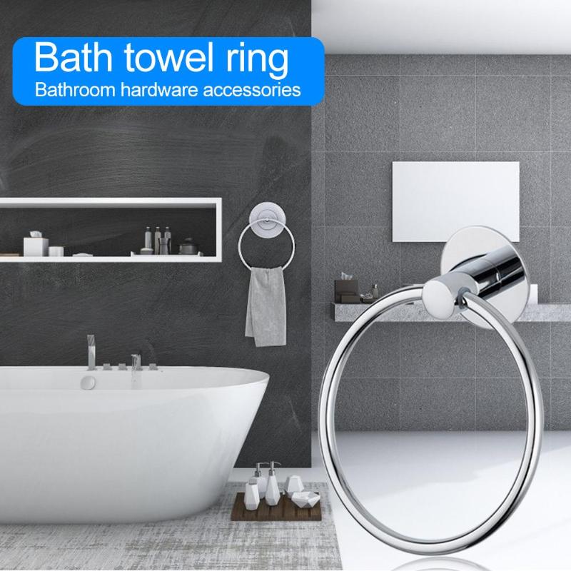 Stainless Steel Circular Towel Ring Wall Hanging Smooth Zine-alloy Towel Rack Clothes Bracket Bathroom Hardware Fixture